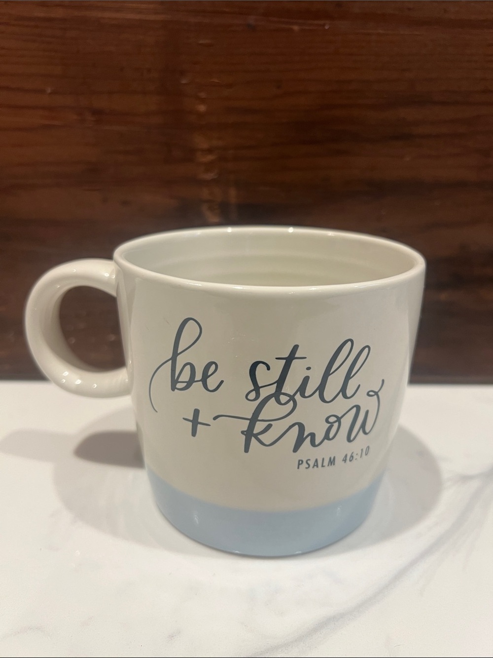 🔥‼️Cream Ceramic Mug with Light Blue Accent and Inspirational Script‼️🔥